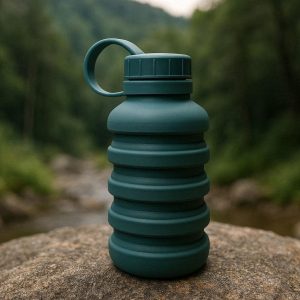 Portable Silicone Collapsible Water Bottle With Leak Proof Lid For Hiking Camping And Outdoor Travel