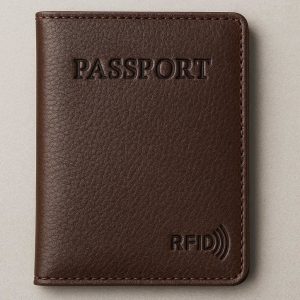 Genuine Leather Passport Holder With RFID Blocking For Secure International Travel And Document Protection
