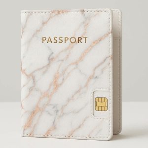 12 Slim Marble Pattern Passport Cover For Women With SIM Card Slot And Stylish Modern Travel Aesthetic