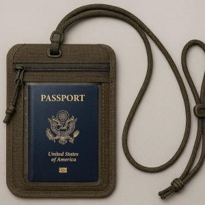 Tactical Waterproof Passport Pouch With Neck Lanyard For Safe Document Carrying During Outdoor Sports