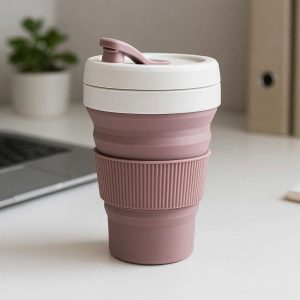 Expandable Silicone Coffee Cup With Heat Resistant Sleeve For Office Commuting And Eco Friendly Living